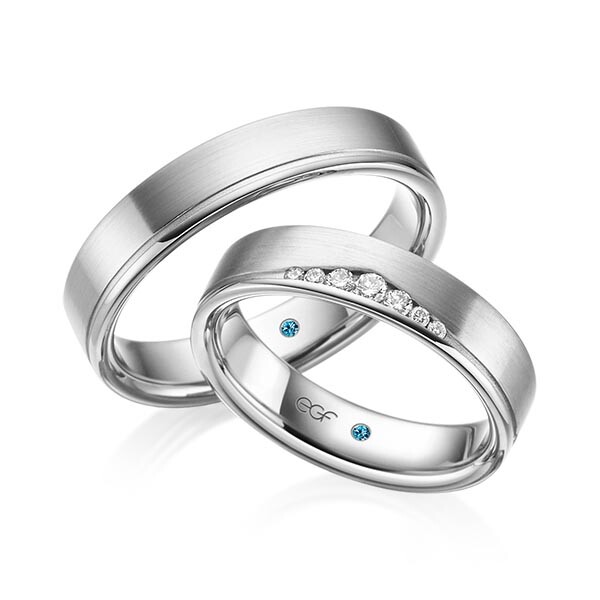 egf Trauringe Platin Mattfuge Brillant F-1326-4