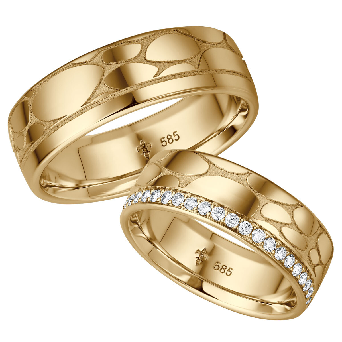 Extravagante Giloy Trauringe aus Gelbgold Cara Brillant