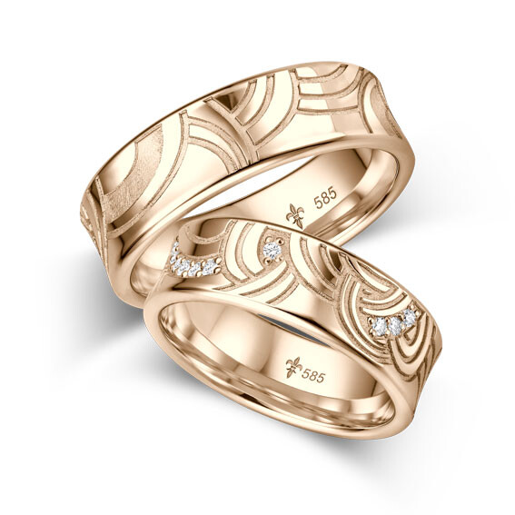 Giloy Trauringe Jacqueline Roségold Extravagant TR-0-00054 & TR-1-00054