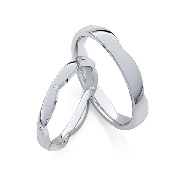 Paar Trauringe / Eheringe Graugold 585/- zus. 0,035 ct, tw, si - RU-1773-5