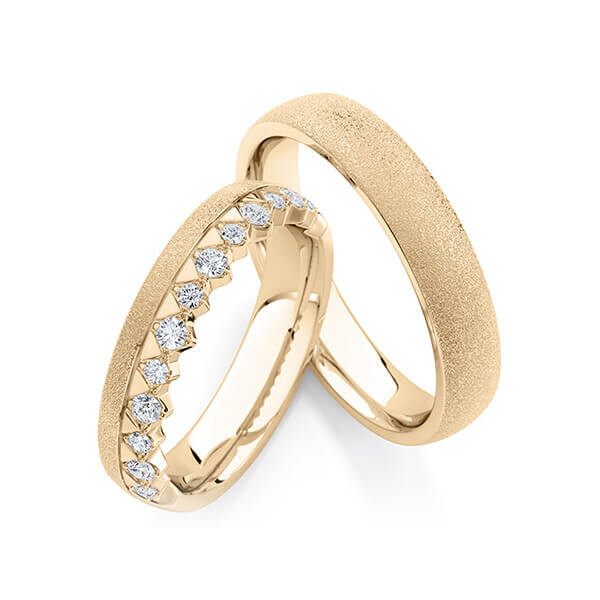 Trauringe Memoire Roségold 375 Brillant zus. 0,285 ct. tw, si Rubin RU-1772