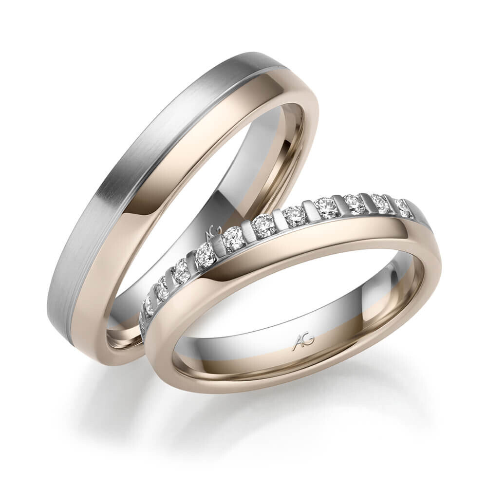 Trauringe Haselnussgold Weißgold Brillant Gerstner 31549