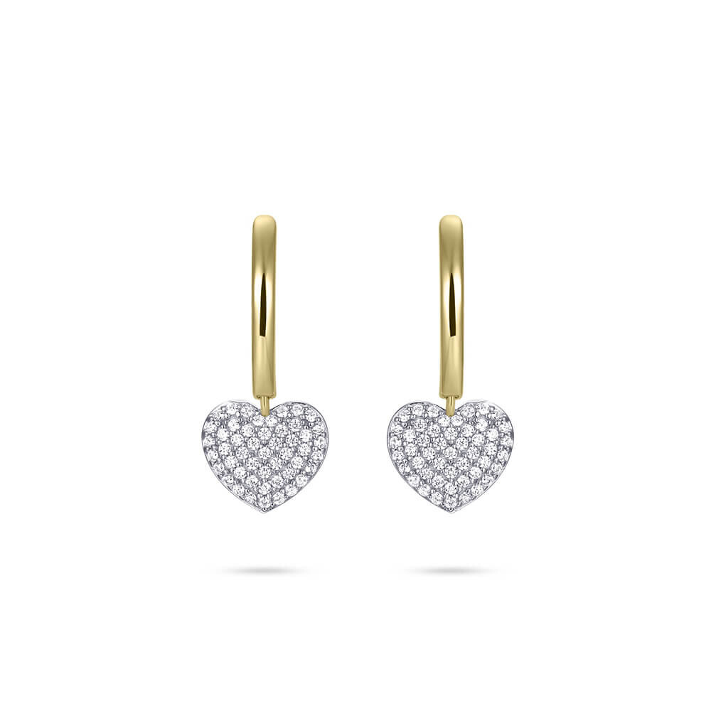 Creolen baumelndes Herz Silber 925 vergoldet Zirkonia Gisser KC1025Y