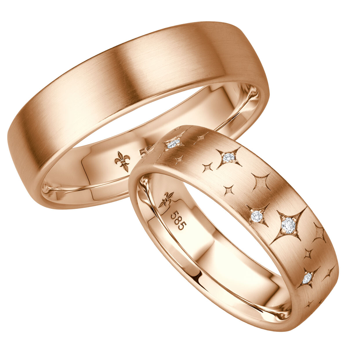 Giloy Trauringe TR-0-00042 & TR-1-00042 Élaine Rotgold