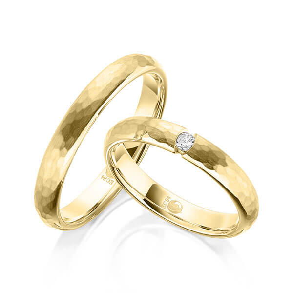Paar Trauringe / Eheringe Gelbgold 333/- zus. 0,050 ct, tw, si - RU-1608-1