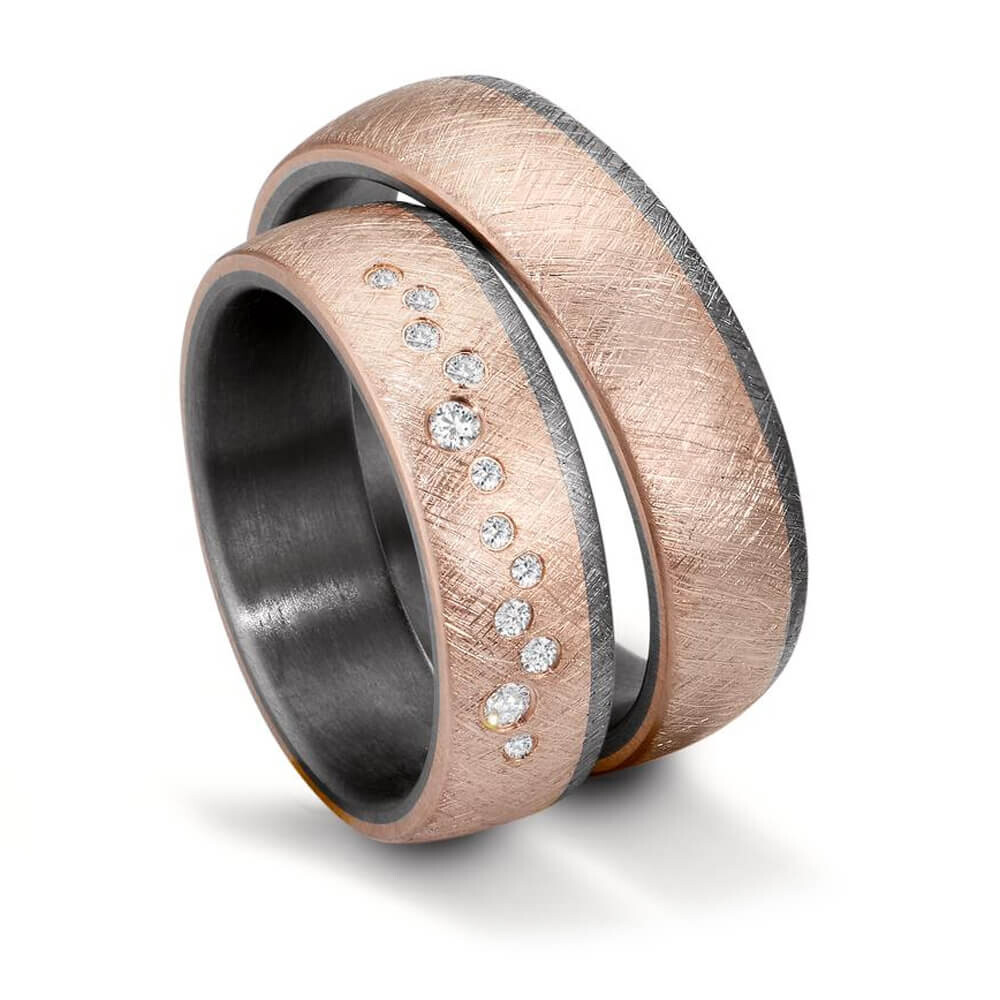 Eheringe Tantal Roségold 585 Brillant TeNo 59756