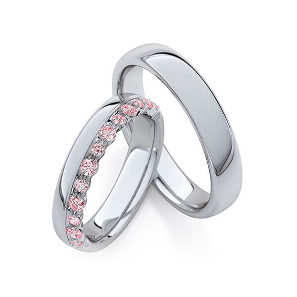 Trauringe Memoire Graugold 375 Pink zus. 0,380 ct. Rubin RU-1760
