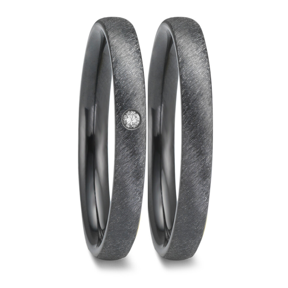 Eheringe aus Zirkonium diagonal matt Brillant Titanfactory 52669