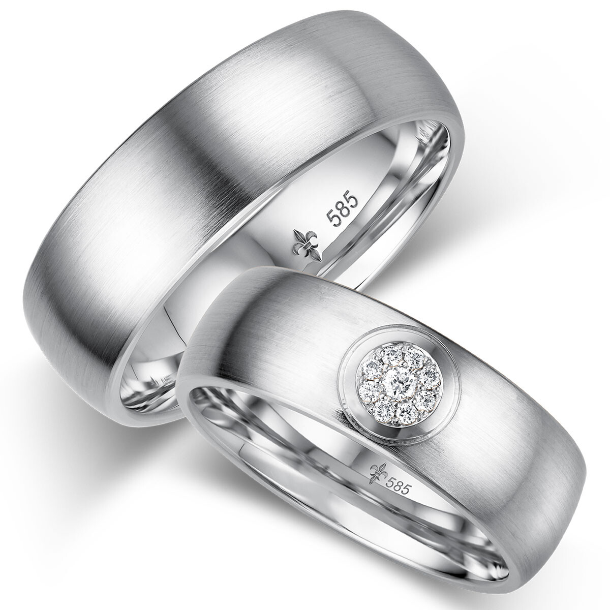 Giloy Trauringe Mila aus Weißgold Flower Brillant