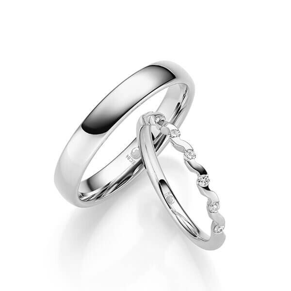 Paar Trauringe / Eheringe Graugold 585/- zus. 0,140 ct, tw, si - RU-1707-5
