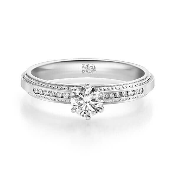 Diamantring Palladium 950 zus. 0,470 ct, Lab-Grown & tw,si Brillant Rubin RU-1715-7