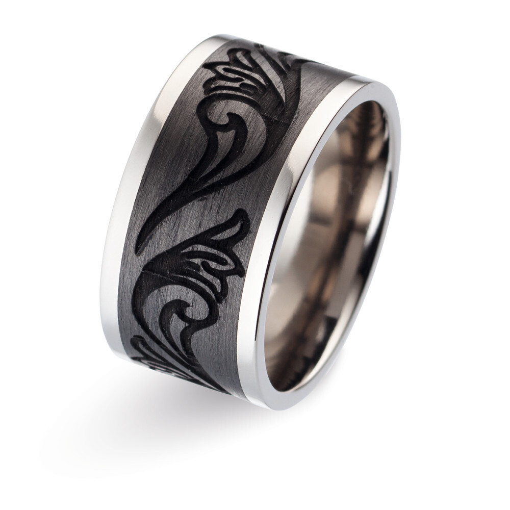 Herrenring aus Titan & Carbon Muster - TitanFactory 52465