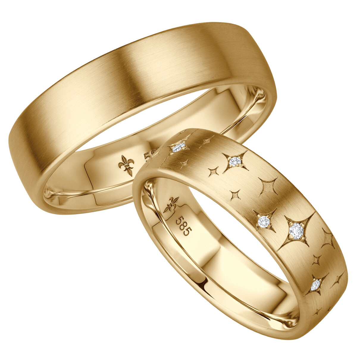 Giloy Trauringe TR-0-00042 & TR-1-00042 Élaine Gelbgold