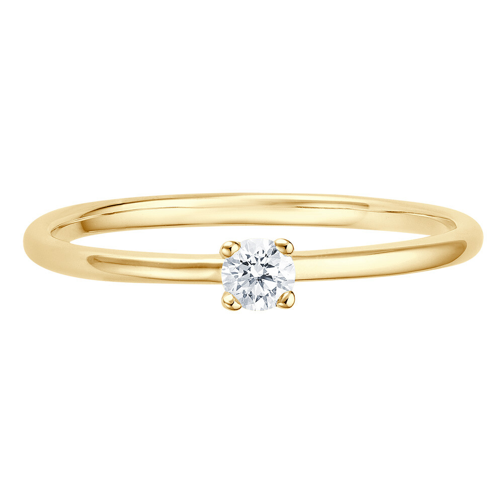 bella luce Solitaire Ring Gelbgold Brillant 0.090 ct. w/si, liegend