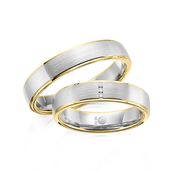 Trauringe Mehrfarbig Gelbgold Weißgold Rubin RU-1602