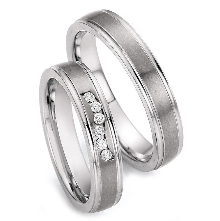 Ruesch Trauringe 68/06130-045 & 68/06140-045 aus Edelstahl & Titan