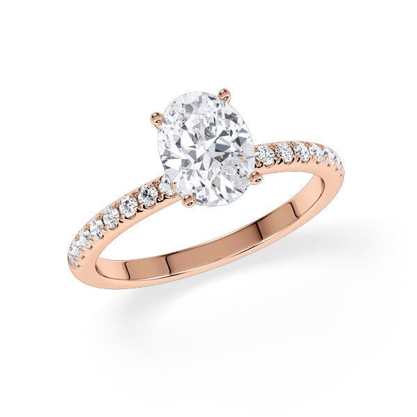 Ring Veiled Halo Oval Diamant Rotgold Rubin 1983