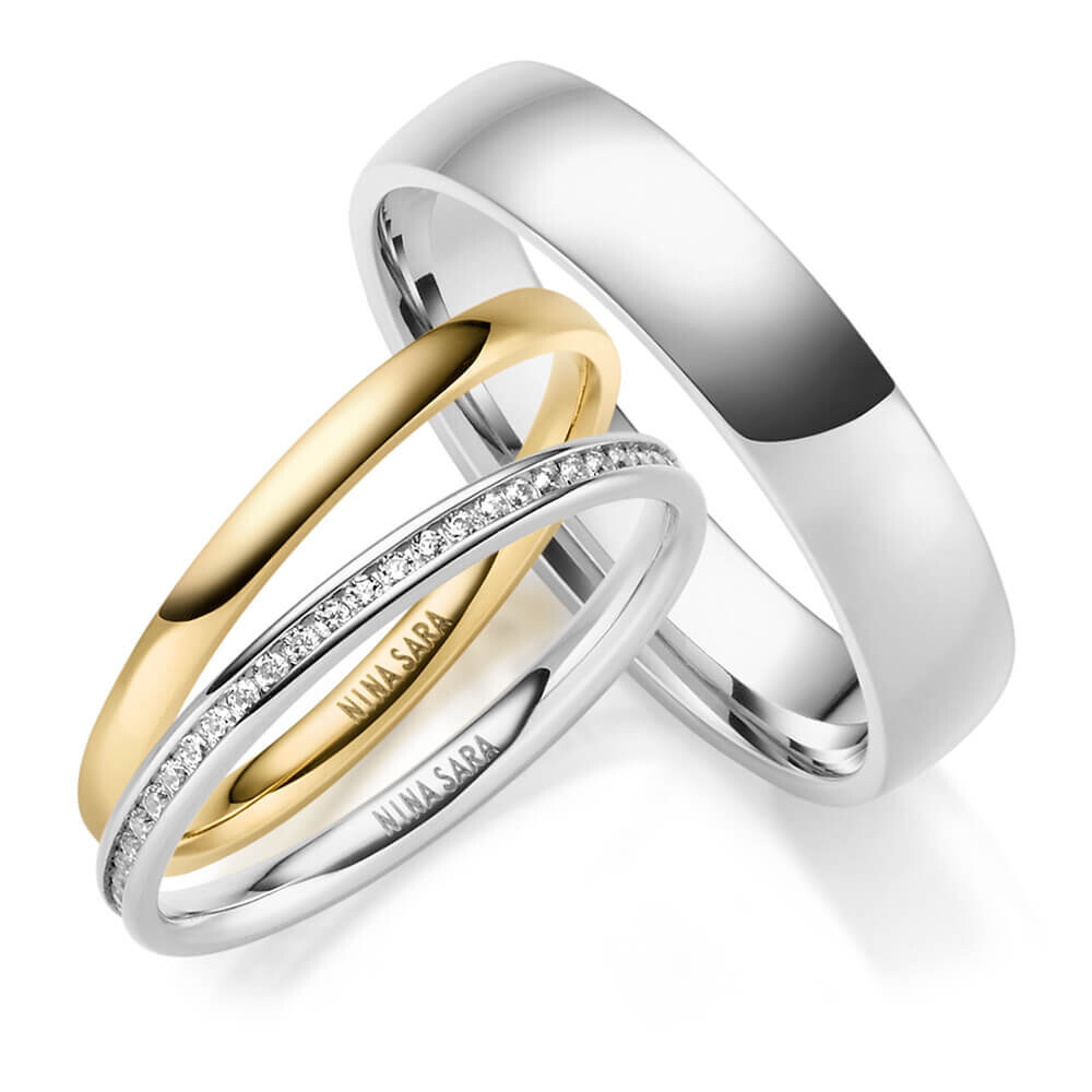 Edelstahlringe Gold Triset Zirkonia Nina Sara NS-G9
