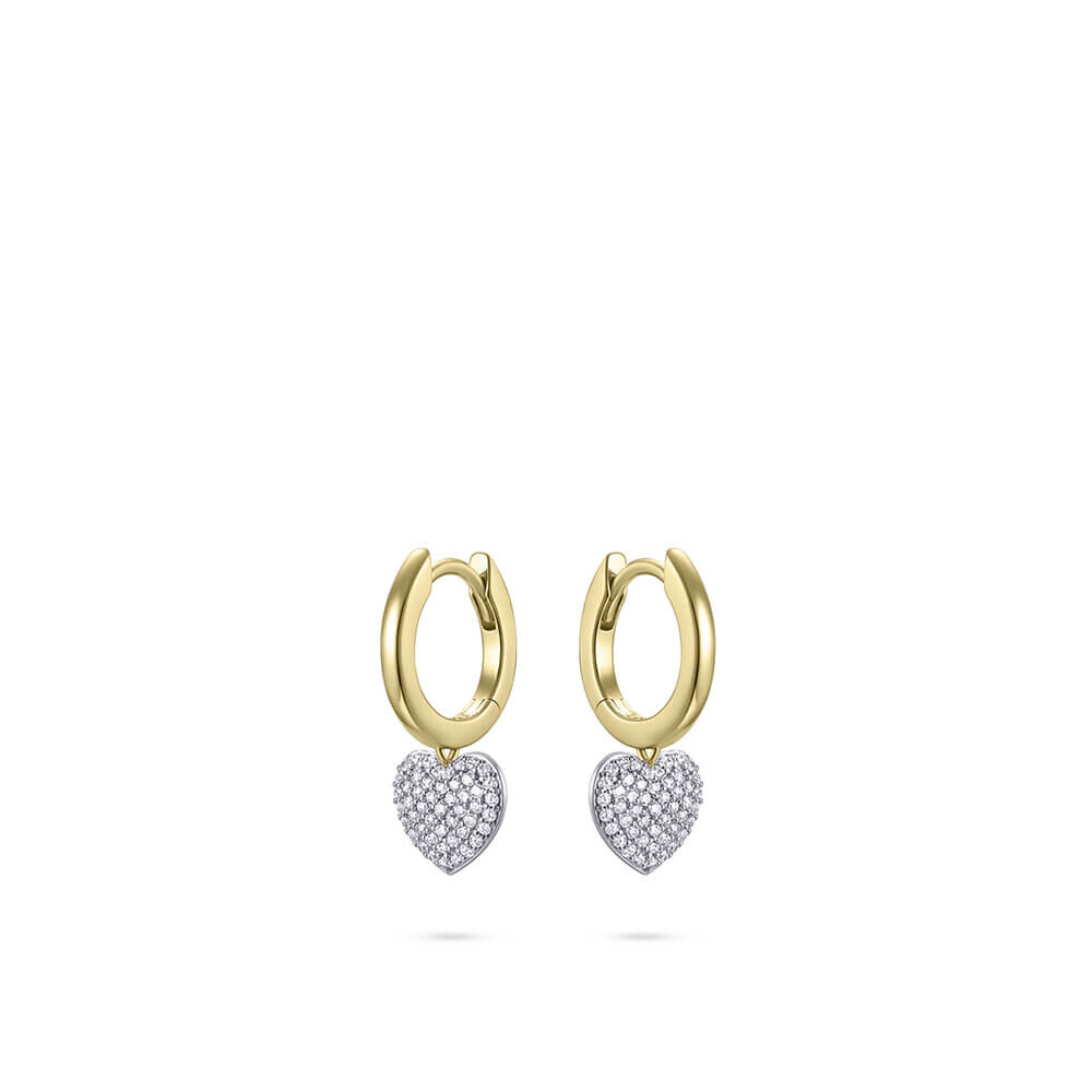 Creolen baumelndes Herz Silber 925 vergoldet Zirkonia Gisser KC1025Y