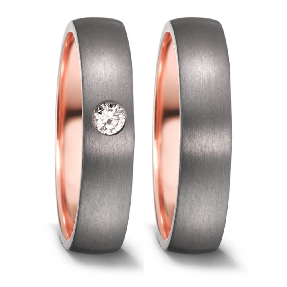 Trauringe Tantal Rotgold 585 Brillant TeNo 59634