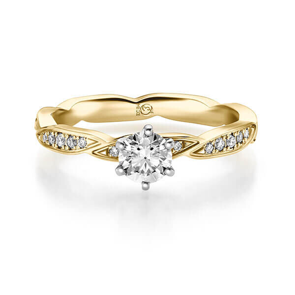 Diamantring Gelbgold 333 zus. 0,500 ct, Lab-Grown & tw,si Brillant Rubin RU-1721-8