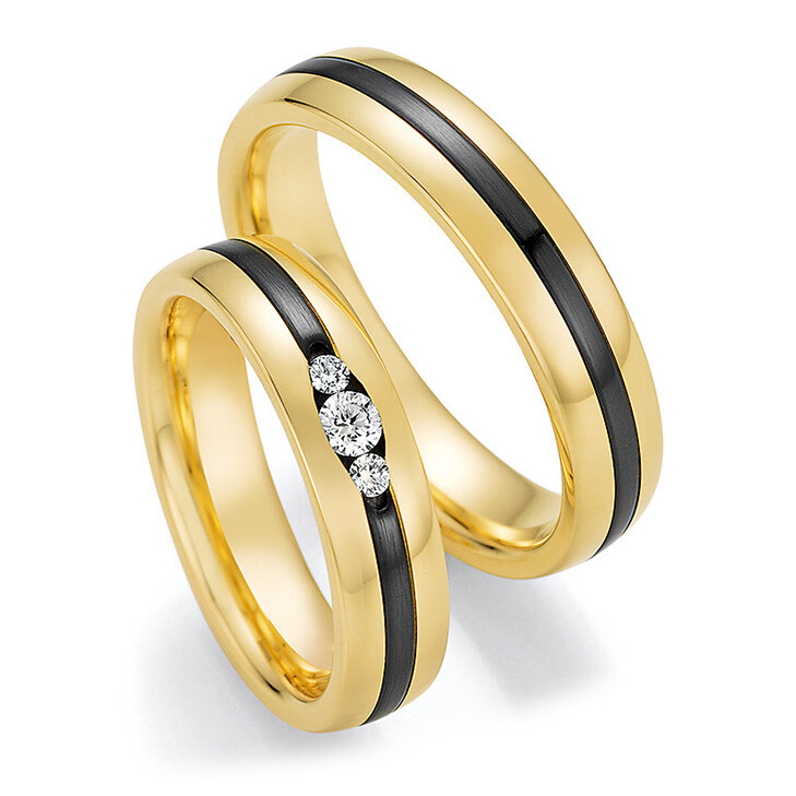 Collection Ruesch Trauringe Bicolor 14/10130 & 14/10140 Gelbgold Zirconium
