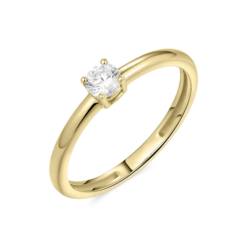 Solitär-Ring 14k Gelbgold 4mm Zirkonia Gisser Jewels VGR028