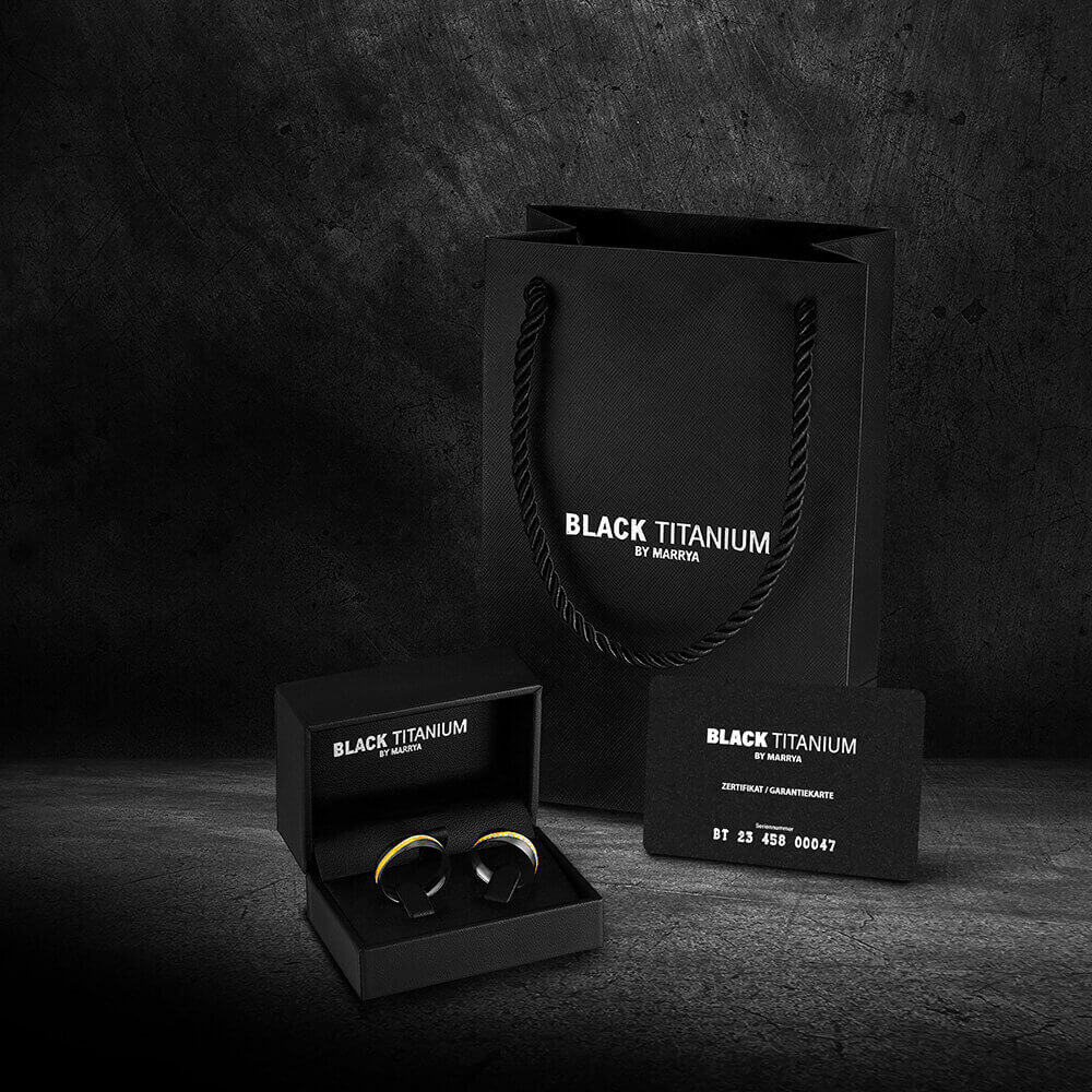 Partnerringe schwarz Black Titanium Gold Marrya BT-03