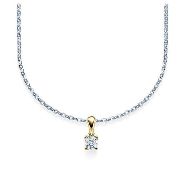 Collier Platin 950 Gelbgold 585 Brillant zus. 0,100 ct, tw, si Rubin RU-1578-4