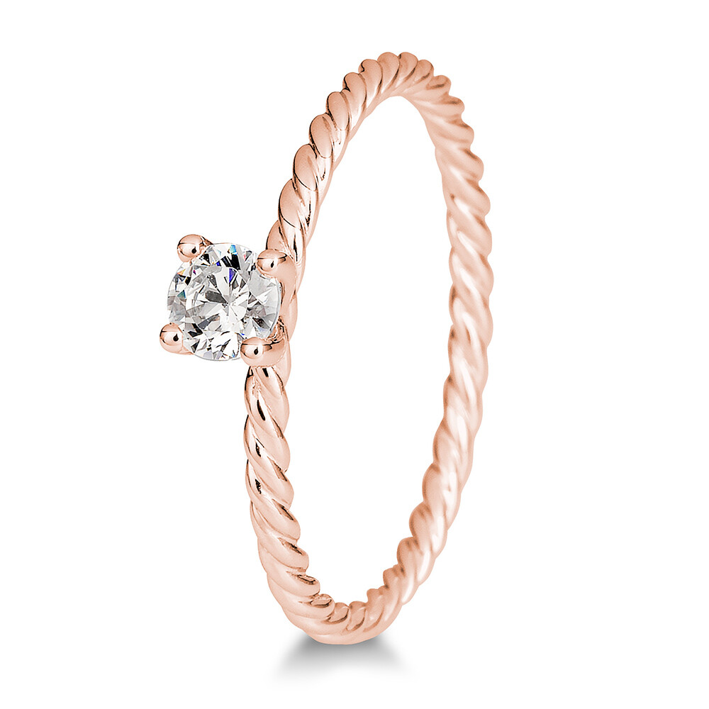 Kordelring Solitär Rotgold mit Brillant Breuning