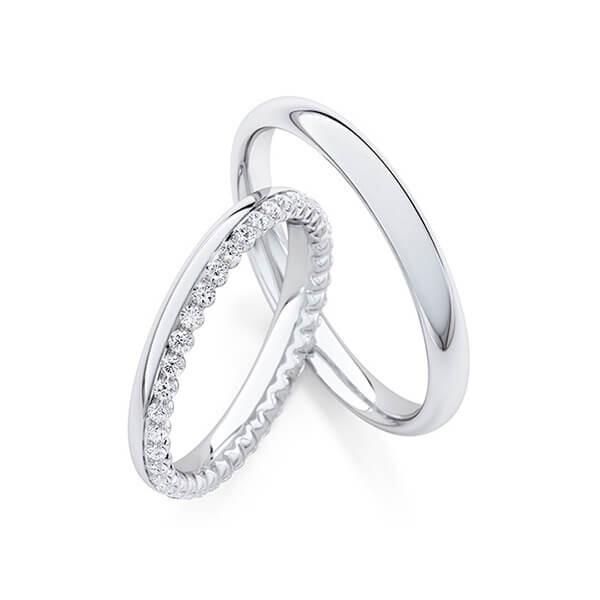 Trauringe Memoire Palladium 950 Brillant zus. 0,350 ct. tw, si Rubin RU-1758