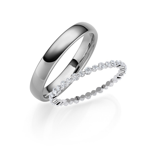Paar Trauringe / Eheringe Platin 600/- zus. 0,420 ct, tw, si - RU-1821-5