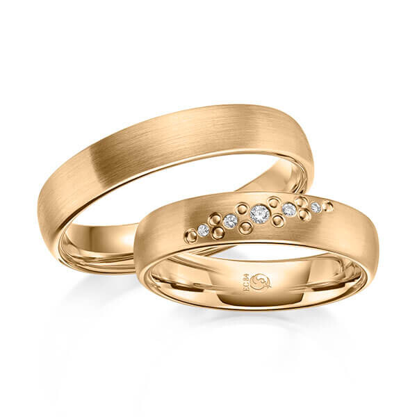 Paar Trauringe / Eheringe Roségold 375/- zus. 0,046 ct, tw, si - RU-1636-4