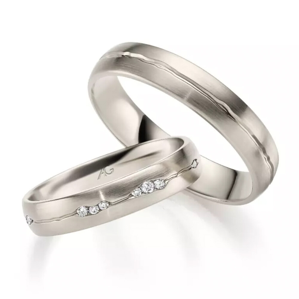 Trauringe Elfenbein-Gold Designfuge Brillant Gerstner 31132