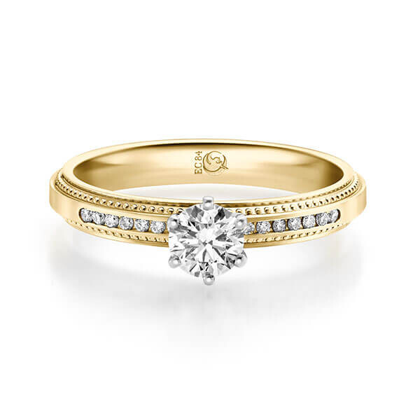 Diamantring Gelbgold 333 zus. 0,470 ct, Lab-Grown & tw,si Brillant Rubin RU-1715-8
