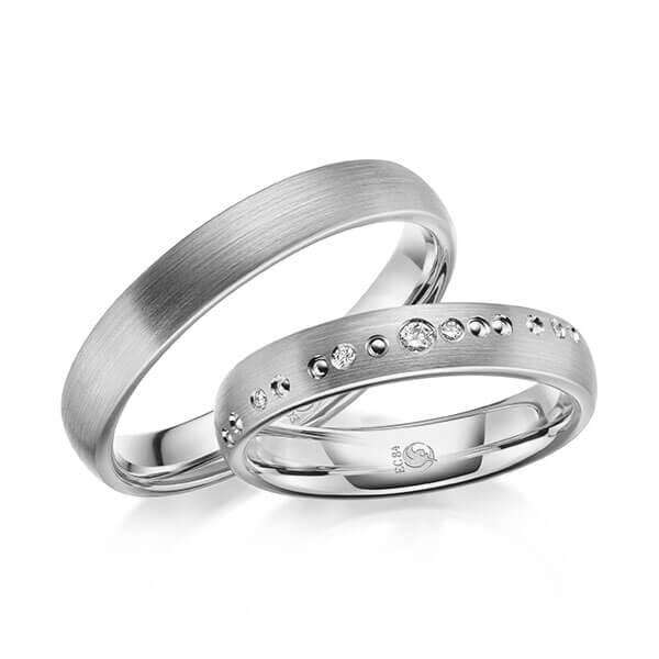 Paar Trauringe / Eheringe Weißgold 333/- zus. 0,051 ct, tw, si - RU-1632-2