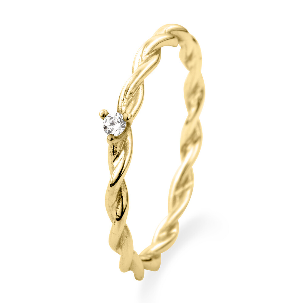 Solitärring gedreht Gelbgold Zirkonia 503728