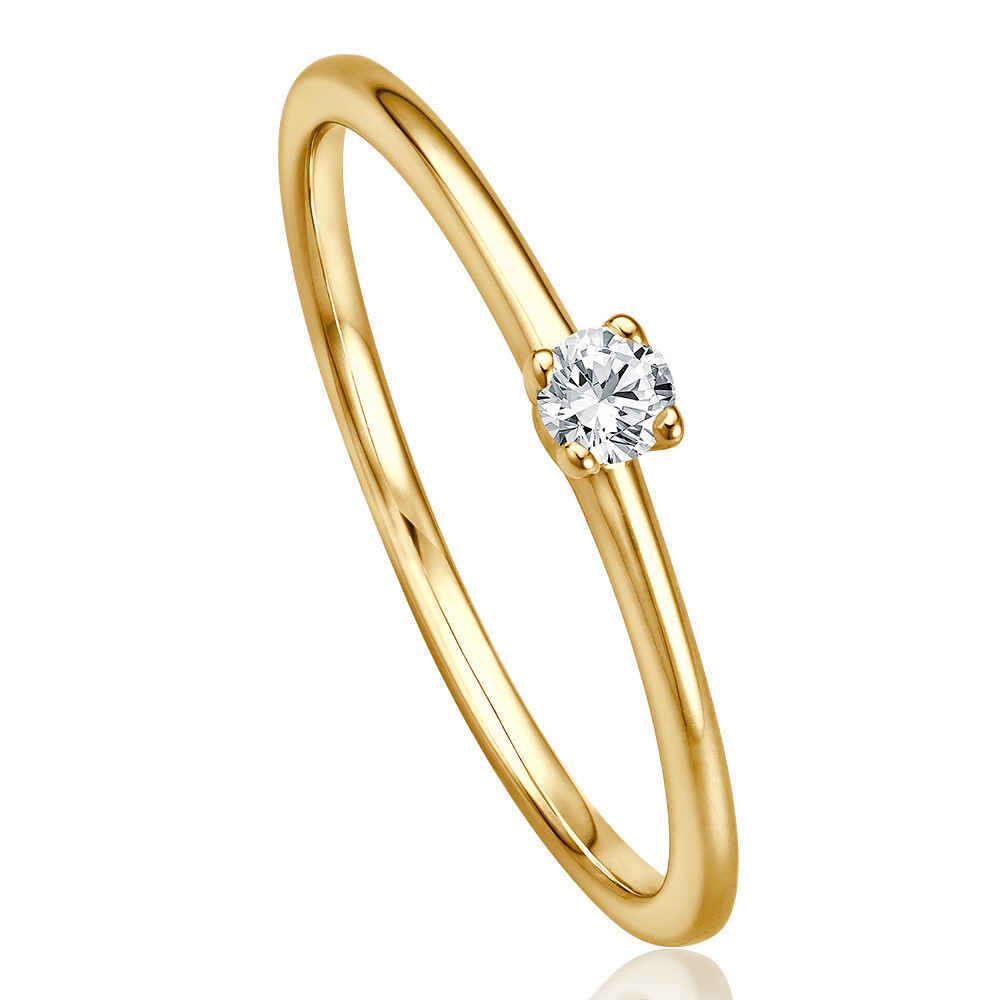 bella luce Solitaire Ring Gelbgold Brillant 0.090 ct. w/si