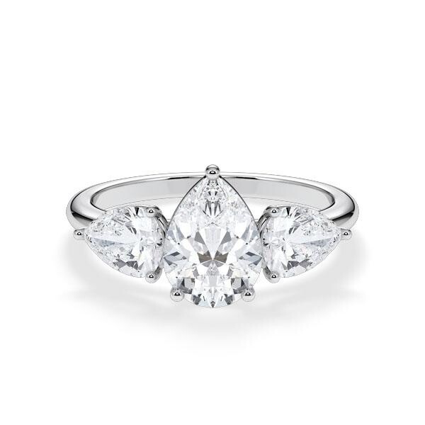 Diamantring Three Stone Tropfen Pear Weißgold Rubin RU-1876
