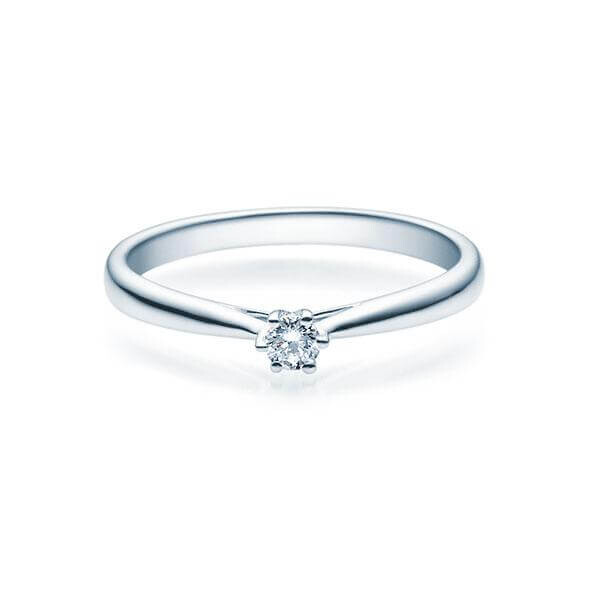 Verlobungsring Solitär Brillant 0,080 ct. w, si Platin 950 6er Kappe Rubin RU-1504