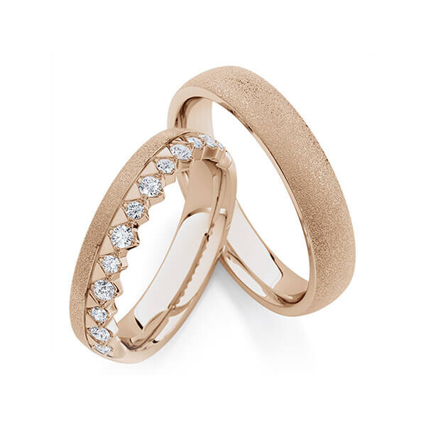 Trauringe Memoire Peach-Gold 585 Brillant zus. 0,285 ct. tw, si Rubin RU-1772