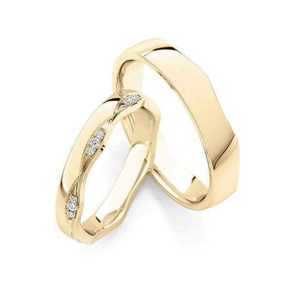 Paar Trauringe / Eheringe Gelbgold 333/- zus. 0,140 ct, tw, si - RU-1774-2
