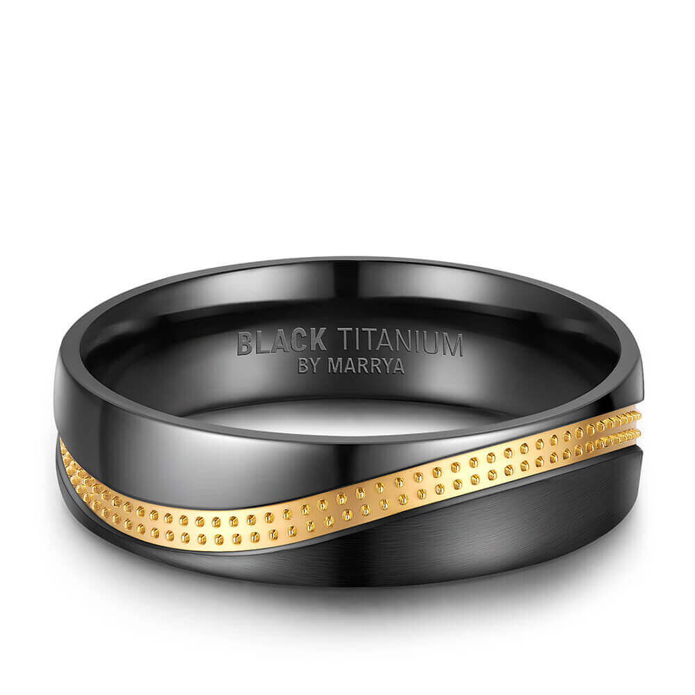 Einzelring Herren liegend Black Titanium BT-03