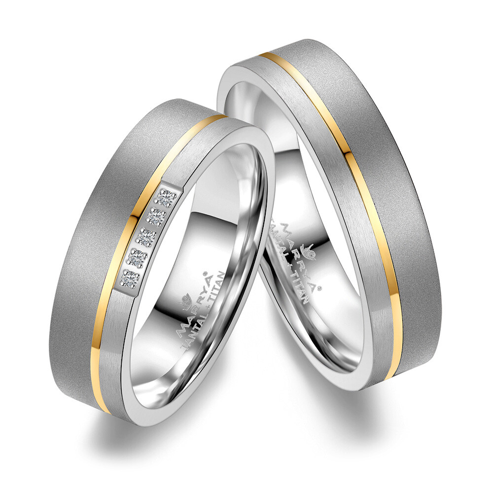 Trauringe Partnerringe Tantal Titan Gold plattiert Marrya TA-01