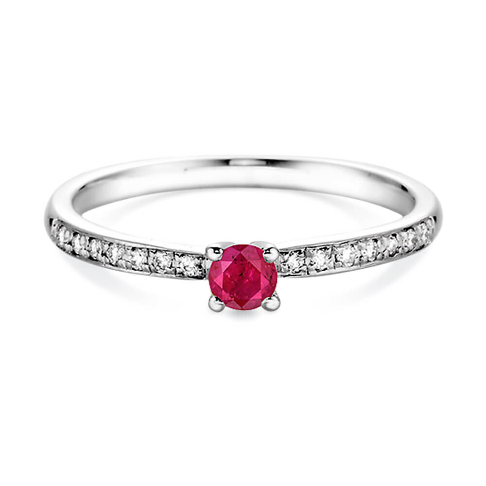 Verlobungsring Solitär Weißgold Rubin Brillant Dettinger 26964F