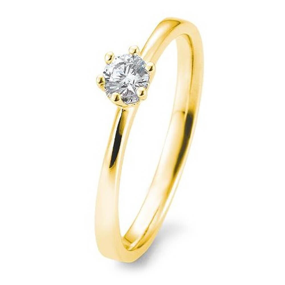 Verlobungsring aus Gelbgold mit Lab-Grown Brillant in 6er Krappe