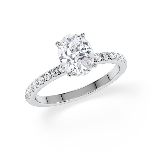 Ring Veiled Halo Oval Diamant Platin Rubin 1983