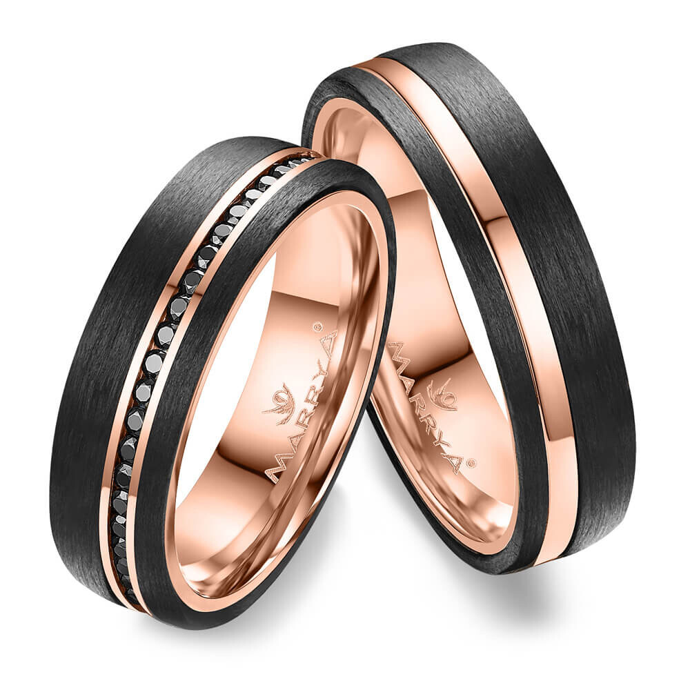 Trauringe Partnerringe Roségold Carbon Marrya CA-19
