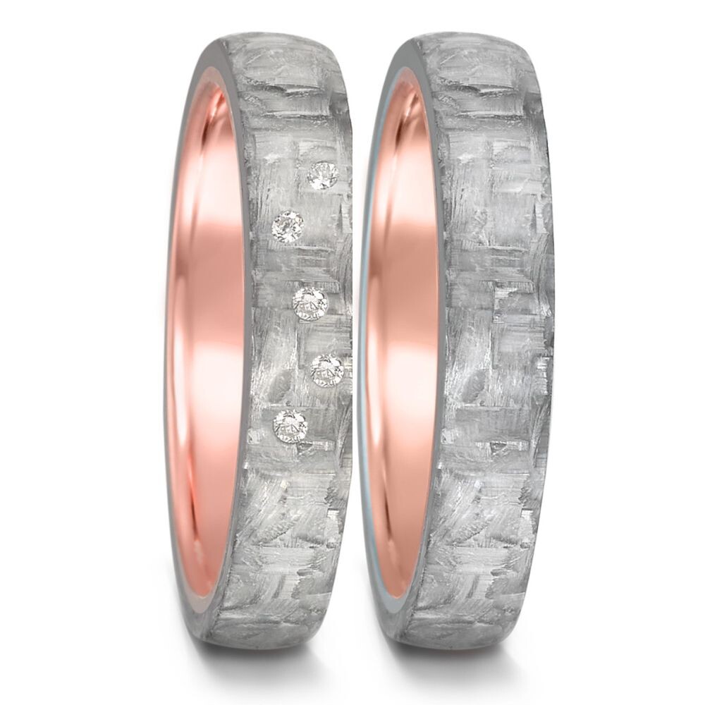 TitanFactory Trauringe aus Carbon in grau & Rotgold 585 - 52563