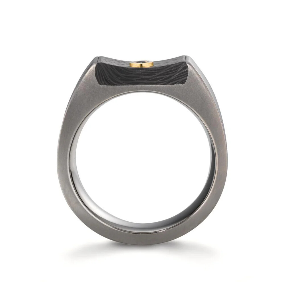 Herrenring Titan Carbon & 18k Gold Diamant schwarz TeNo 52731